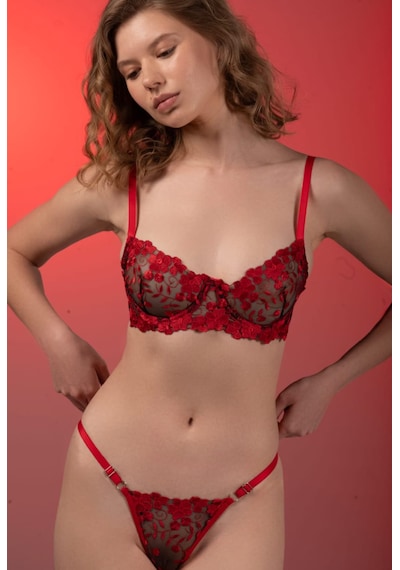 Kadın Bralet Dantel İç Çamaşırı 2 Li Set Kırmızı Ve Pembe Özel Kampanya Paketi