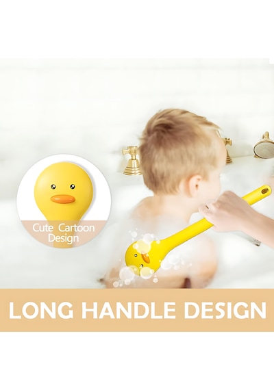 Cocoloco Home Uzun Saplı Duş Fırçası Ördek Tasarımlı Yumuşak Uçlu Duş Banyo Için Nazik Vücut Fırçası 1adet