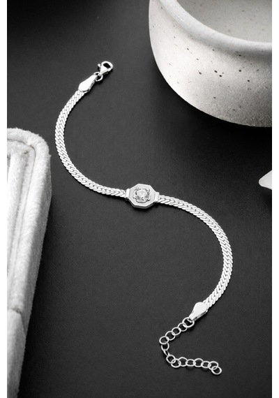 Çekirdekjewelry 925 Ayar Gümüş Hasır Serenay Bileklik Gri