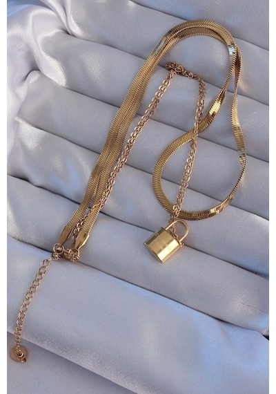 Mey İthalat 316l Çelik Gold Renk Çift Zincir Kilit Model Kolye - Özel Seri Meyeb66acbd38c5efacc991036a69 altın Mey İthalat 316l Çelik Gold Renk Çift Zincir Kilit Model Kolye - Özel Seri Meyeb66acbd38c5efacc991036a69 altın