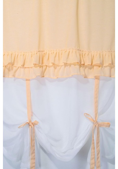 Cotton Maison Country Style Potlu Perde, 220 X 200, 4690, Sarı Çok Renkli