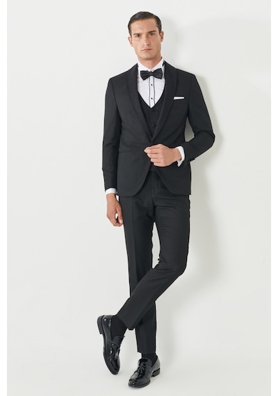 Ac&Co / Altınyıldız Classics Erkek Siyah Ekstra Slim Fit Dar Kesim Kırlangıç Yaka Desenli Yelekli Smokin Takım Ac&Co / Altınyıldız Classics Erkek Siyah Ekstra Slim Fit Dar Kesim Kırlangıç Yaka Desenli Yelekli Smokin Takım