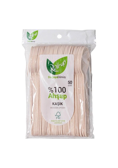 Roll-up Doğaya Dönüş Ekolojij Doğal%100 Ahşap Kaşık - Kalınlık : 1.8 Mm - 16 Cm. - 50'li Paket Diğer