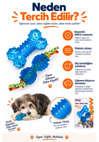 Petstages Orka Chew Pair 2 Pack İkili Kemik Şeklinde Köpek Çiğneme Oyuncağı