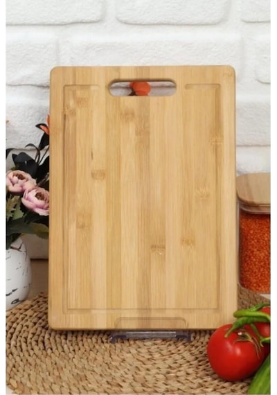 3b Trend El Geçmeli Lüx Bambu Kesme Tahtası 32 Cm 22 Cm Ahşap