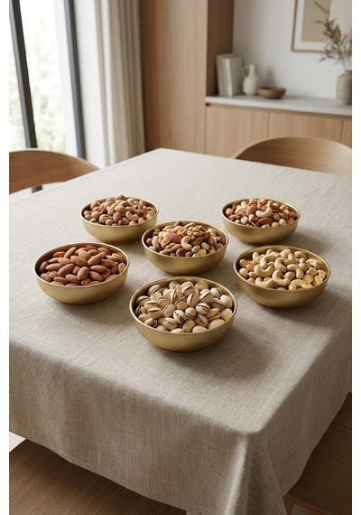 6 Parça Gold Metal Çerezlik Seti 6 Lı Ø9 Cm Yükseklik 3 Cm Gold