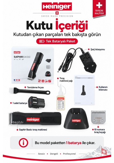 Heiniger Saphir Basic Kablosuz Kedi/köpek Tıraş Makinesi Tek Bataryalı