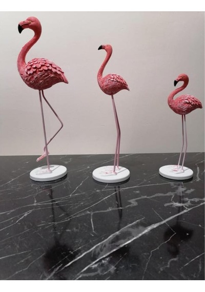Metal Ayaklı 3 Lü Flamingo Pembe