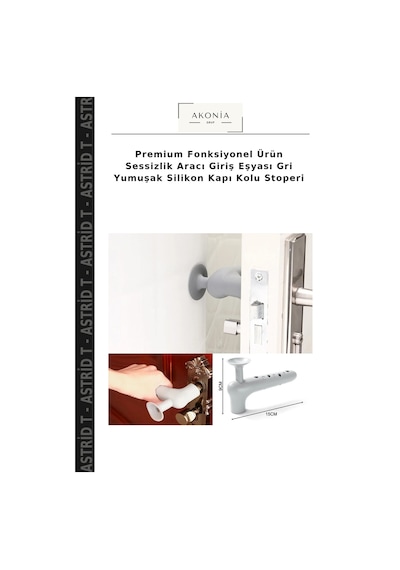 Premium Fonksiyonel Ürün Sessizlik Aracı Giriş Eşyası Gri Yumuşak Silikon Kapı Kolu Stoperi