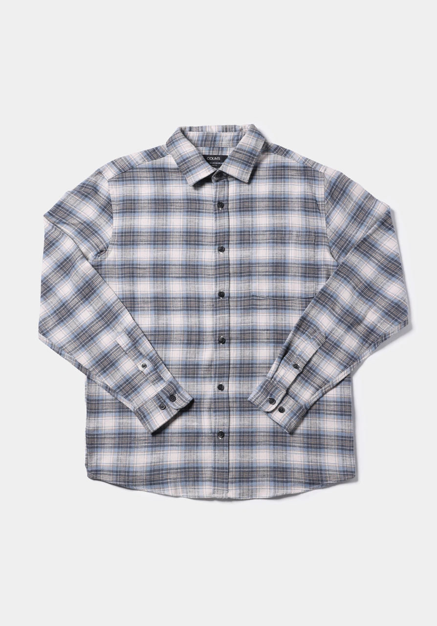 Colin's Colins Regular Fit Shirt Neck Ekoseli Erkek Mavi Uzun Kol Gömlek Cl1076720 Q1.v1 Ble Mavi