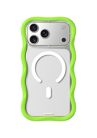 Apple Uyumlu iPhone 17 Pro Max  Kılıf M-safe Şarj Özellikli Youngkit Wave Clear Serisi Kapak Yeşil Yeşil