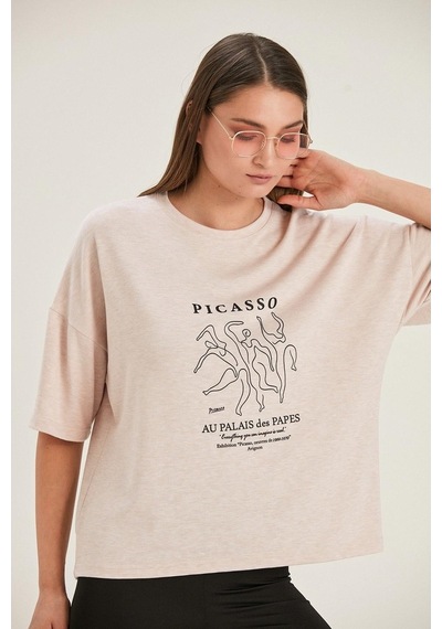 Alexandergardı Oversize Baskılı Kadın T-Shirt (B22-32000)