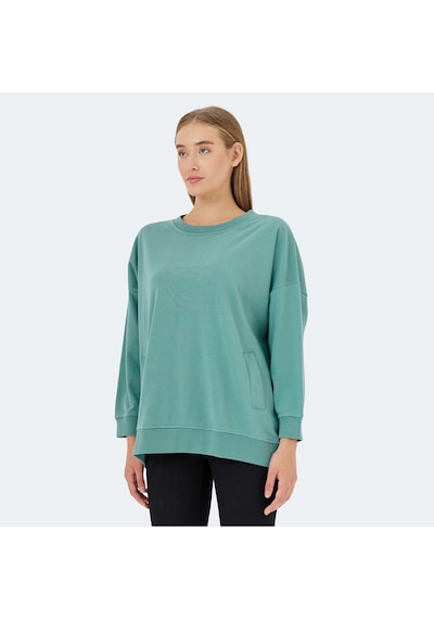 Slazenger VIKENTI SW Oversize Kadın Cepli Oversıze Yeşil Sweatshirt