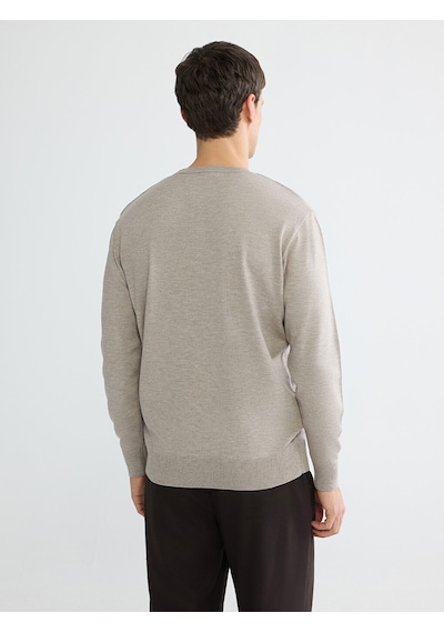 Lcw Vision Bej Bisiklet Yaka Regular Fit Erkek Triko Kazak