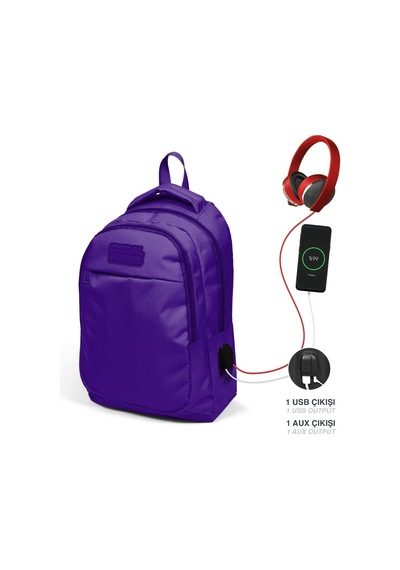 Coral High Okul Ve Beslenme Çantası Seti - Kız Çocuk Mor - Usb Soketli