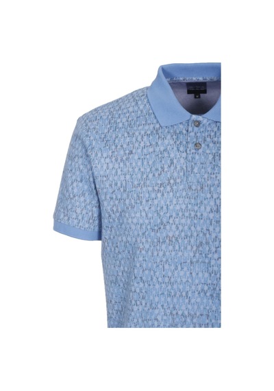 Erkek Polo Yaka Tişört Mavi Slim Fit Ribanalı Kol Pamuklu Baskılı T-shirt Ncs Jeans 1253-mavi Mavi