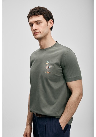 Lufian Fınx Modern Grafik T- Shirt Koyu Yeşil Koyu Yeşil 111020313100610