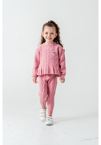 Babyhola 1-5 Yaş Kız Çocuk Triko Örme Takım 23216 Fuşya