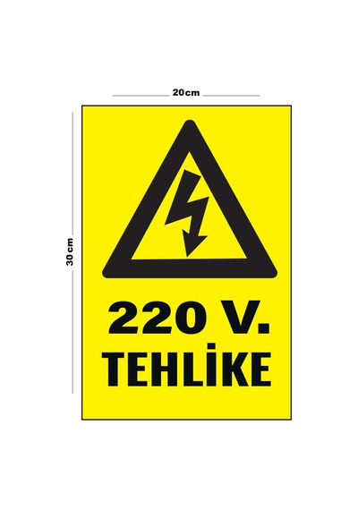 Metal 220v Tehlike 20cm X 30cm A4 Büyüklüğünde Uyarı Levhası Yönlendirme Tabelası