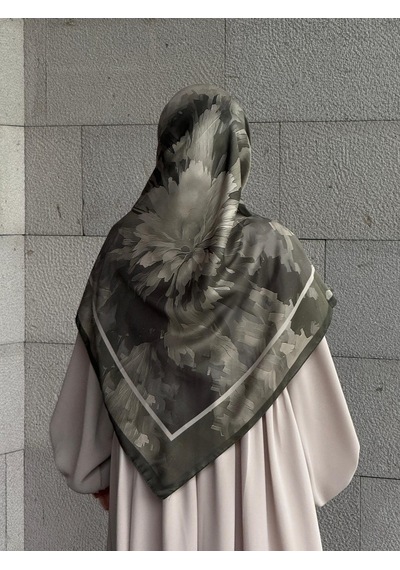 Qalortex Scarf Pamuklu Soft Luna Desen Eşarp-zeytin Yeşili