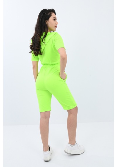 Kısa Kollu Şortlu İp Kemerli Tulum 8963 001
