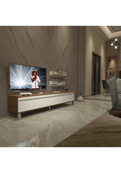 Decoraktiv Eko 4 Mdf Std Krom Ayaklı Tv Ünitesi Tv Sehpası - Ceviz Beyaz Ceviz - Beyaz Decoraktiv Eko 4 Mdf Std Krom Ayaklı Tv Ünitesi Tv Sehpası - Ceviz Beyaz Ceviz - Beyaz