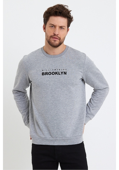 Erkek Bisiklet Yaka Rahat Kalıp 3 İplik Kalın Brooklyn Baskılı S 001