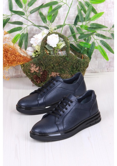 Mehmet Mete 42466 Rahat Hakiki Deri Sneaker Erkek Ayakkabı Siyah