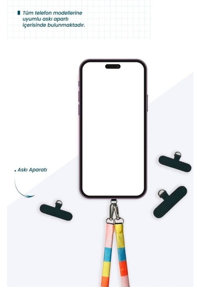 Hippi Lilac Rengarenk El Örgüsü Telefon Ve Çanta Askısı - 110 Cm