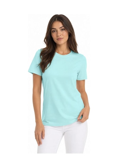 Kadın T-shirt Bisiklet Yaka Slim Fit Likralı Tişört Günlük Basic Body - Turkuaz