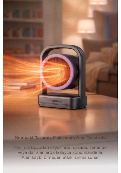 Torima HT100 Taşınabilir Sessiz Hızlı Isıtma 500w Kompakt Isıtıcı Mini Isıtıcı Fan
