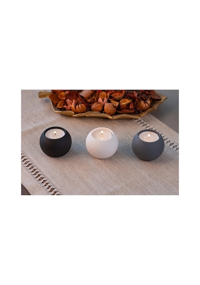 3 Renk El Yapımı Yuvarlak Beton Tealight Mumluk Set 3 Adet Mum Hediye