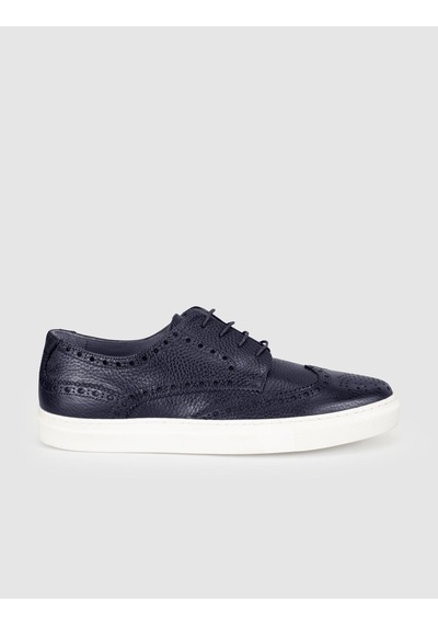 Cabani Lacivert Hakiki Deri Erkek Oxford Sneaker