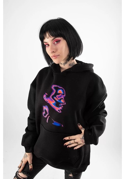 Startmore İllusion Woman Baskılı Oversize Unisex Beyaz Siyah