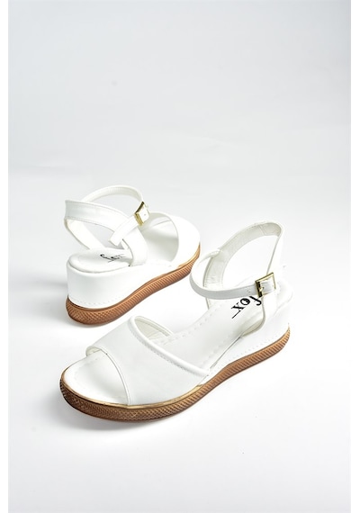 Fox Shoes Beyaz Kadın Dolgu Topuklu Ayakkabı K674605409 Beyaz-suni Deri