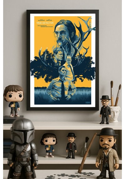 True Detective Siyah Ahşap Çerçeveli Poster, Film Duvar Tablosu