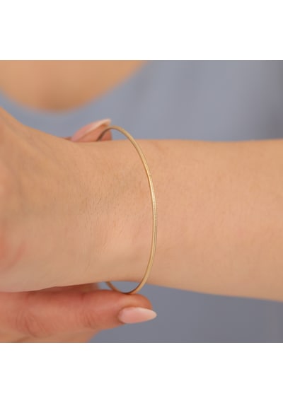 925 Ayar Altın Mikron Kaplama Ajda Ray Gümüş Bilezik - Bv00107 Gold