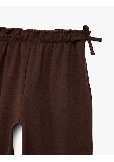Koton Balon Form Pantolon Fiyonklu Beli Lastikli Bol Kesim Kahverengi 7wkg40124ak Kahve