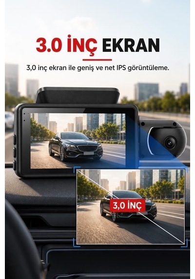 Özel Seri Teknoloji Trafik Donanım Araç İçi Kamera Gece Görüşlü 1296p Ta03 Siyah