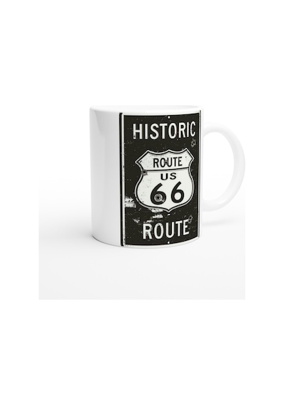 Route 66 Kurşun İzli Retro Metal Levha Temalı Kupa Bardak Renkli