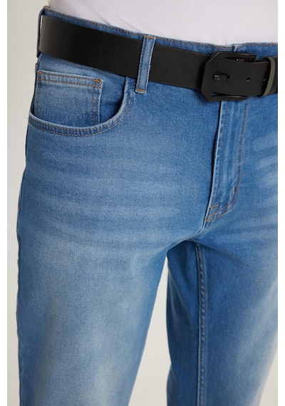 Tudors Erkek Normal Kesim Denim Yıkamalı Düz Paça Mavi Jean Kot Pantolon-34482 Mavi