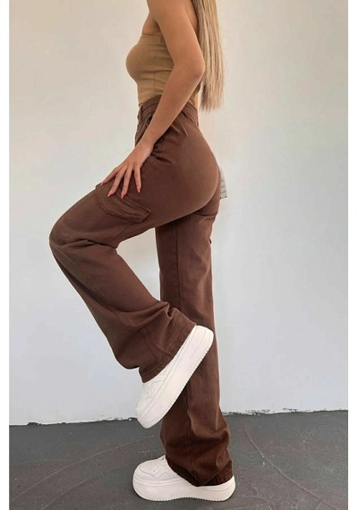 Lavajeans Ramsey Kadın Kahverengi Solmaz Likralı Arka Cepsiz Model Kargo Lavajeans Pantolon Kahverengi1 Kahverengi
