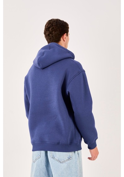 X-4005 Kapüşonlu Yarım Fermuarlı Sweat Lacivert