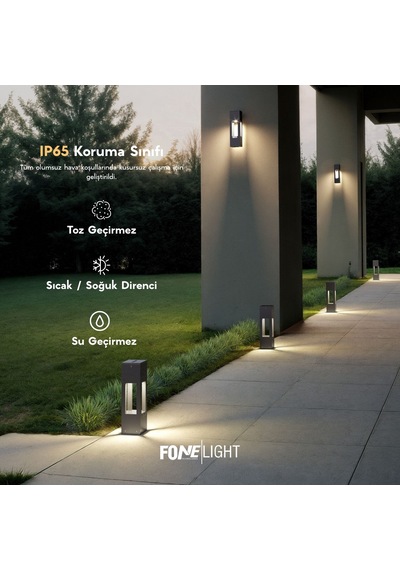 FoneLight AKA Set Üstü 35 cm LED Bahçe Yol Aydınlatması Antrasit Alüminyum IP65 Peyzaj Aydınlatma Armatürü 3000K