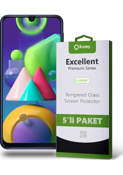 Samsung Galaxy M21 ile Uyumlu Temperli Ekran Koruyucu Kırılmaz Cam Ekonomik 5'li Paket