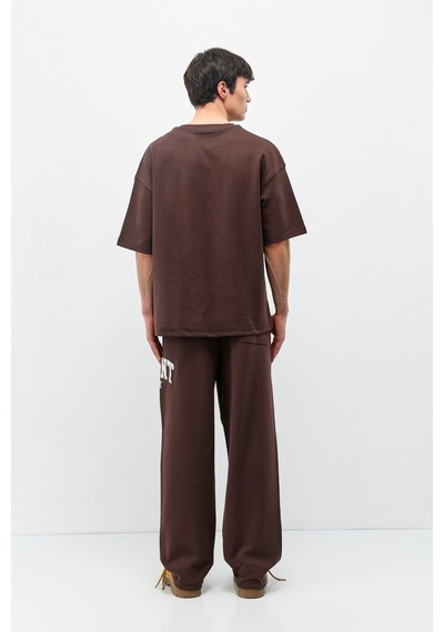 Oversize Baskılı Eşofman Takım V90-27 Kahverengi