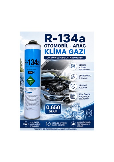 R134a Araç Klima Gazı 0,650 Gram Otomobil Klima Gazı