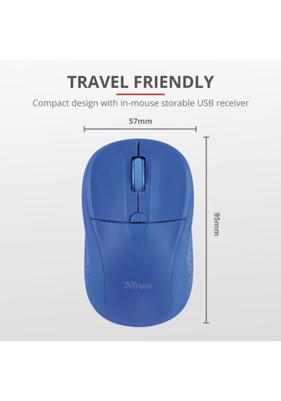 TRUST PRİMO 20786 USB 1600 DPI MAVİ KABLOSUZ  MOUSE