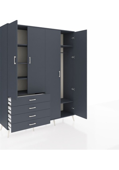 Hyperion Gardrop 6 Raflı 4 Çekmeceli Tek Askılı 176x44x221 Antrasit-antrasit Antrasit Hyperion Gardrop 6 Raflı 4 Çekmeceli Tek Askılı 176x44x221 Antrasit-antrasit Antrasit