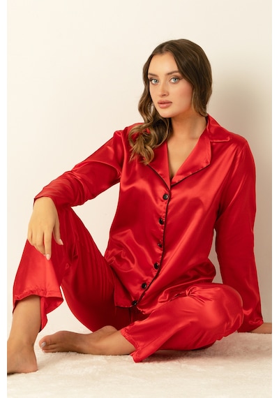 Doremi Uzun Kollu Saten Pijama Takımı